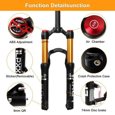 ZTZ 20 inch Bike Air Suspension Fork, 100mm Spacing Hub, 9mm QR