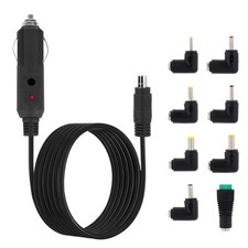 12V Car Charger Power Cord Set, Reusable with 8 DC black