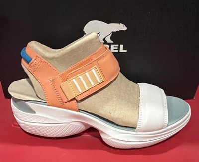 SOREL Womens Explorer Blitz Peach Sea Salt Ankle Strap Heels Size 8.5