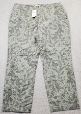 J. Jill Cropped Pants Womens 12 Multi Palm Leaf Stretch Flat Front Straight Leg