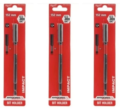 Milwaukee magnetischer Bithalter 152 mm Shockwave Impact Duty 4932472065 -3er Pack