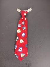Baby Toddler Necktie Clip On Red Art Boxes Design 9" Long
