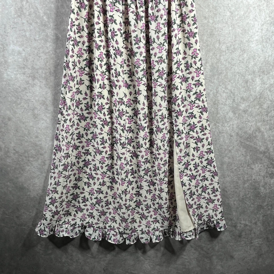 Lost + Wander Maxi Dress Womens Small Cream Purple Floral Cottagecore Milkmaid - Image 3 of 4