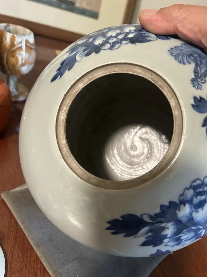 Антикварная китайская баночка с имбирем - синяя и белая. - Изображение 4 из 4