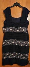 R M Richards Black dress w/ gold stitching Sz 14w NWT