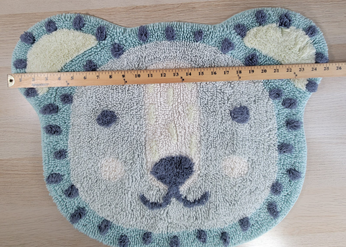 Pottery Barn Kids Bear Throw Rug 25" x 20" Cotton Bath Mat Blue PBK Washable - Picture 5 of 6