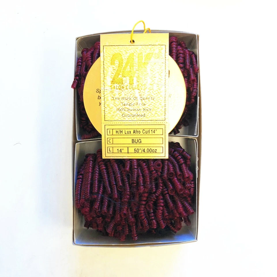 24K Collection Afro Curl плетение 14 дюймов 100% человеческие волосы 2 унц. *2 шт. не запутываются - Изображение 2 из 4