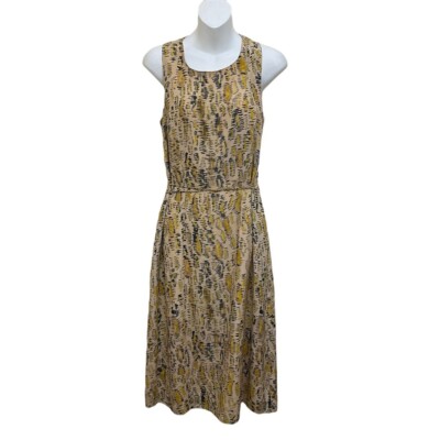 twenty8twelve silk dress Twenty8twelve Silk Dress Geometric Print Ruffle Neck Shift Boho Chic Size 4