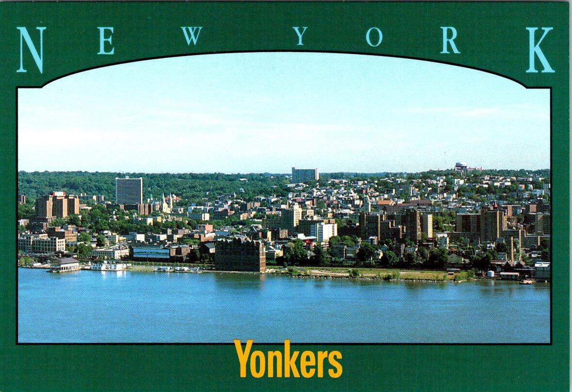 Yonkers, NY New York SKYLINE BIRD'S EYE VIEW Across HUDSON RIVER 4X6
