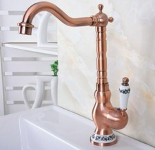 Antique Red Copper Swivel Spout Kitchen Faucet Bathroom Sink Mixer Tap 2nf638
