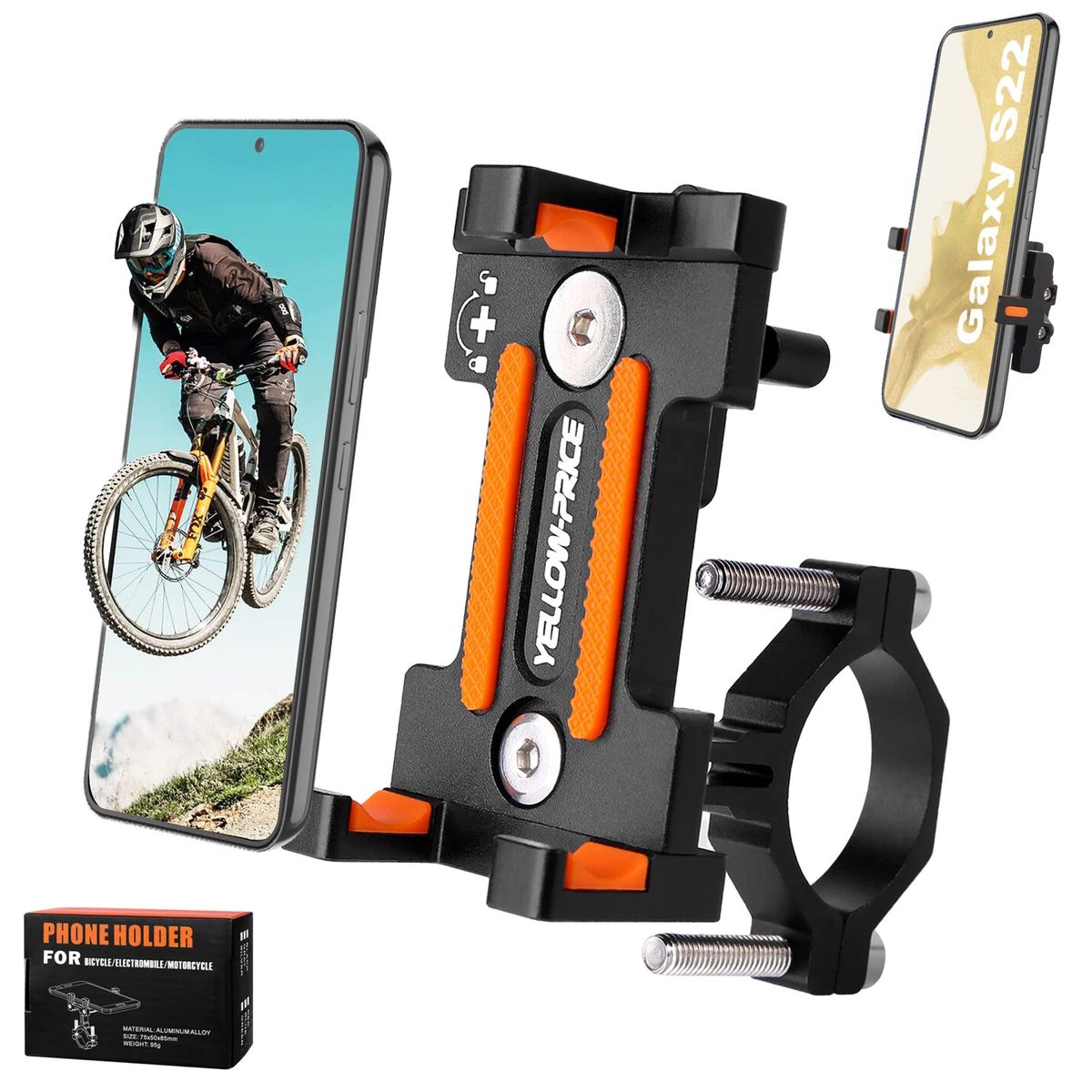 Bike & Motorcycle Phone Mount - for iPhone 14 Pro (13, 12, SE, Plus/Max),  Galaxy s22 or Any Cell Phone - Universal Handlebar Holder for ATV, Bicycle  