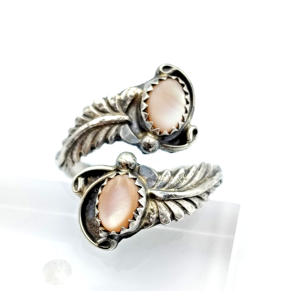 Richard Begay Navajo NA Sterling Silver 925 Pink MOP Split Ring Sz