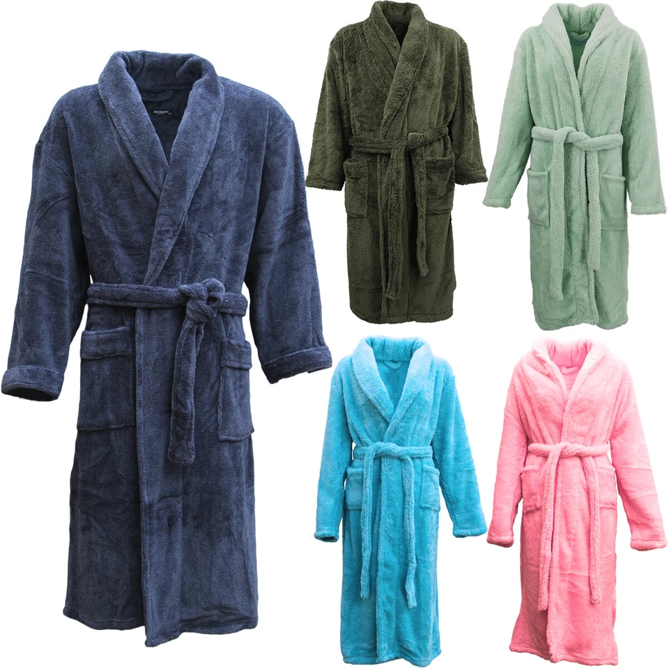 New Women's Men's Supersoft Luxurious Coral Fleece Bath Robe Dressing Gown Warm