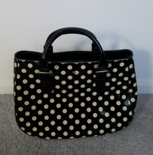 AUTHENTIC KATE SPADE POLKA-DOT PATENT LEATHER SATCHEL PURSE BAG BLACK/IVORY