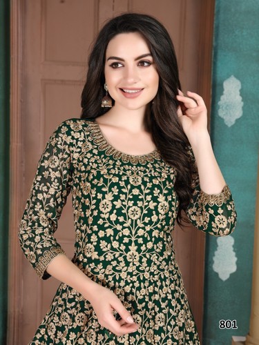 Anarkali Dress Pakistani Indian Ethnic Gown Bollywood Suit Wedding Party Wear - Picture 2 of 25