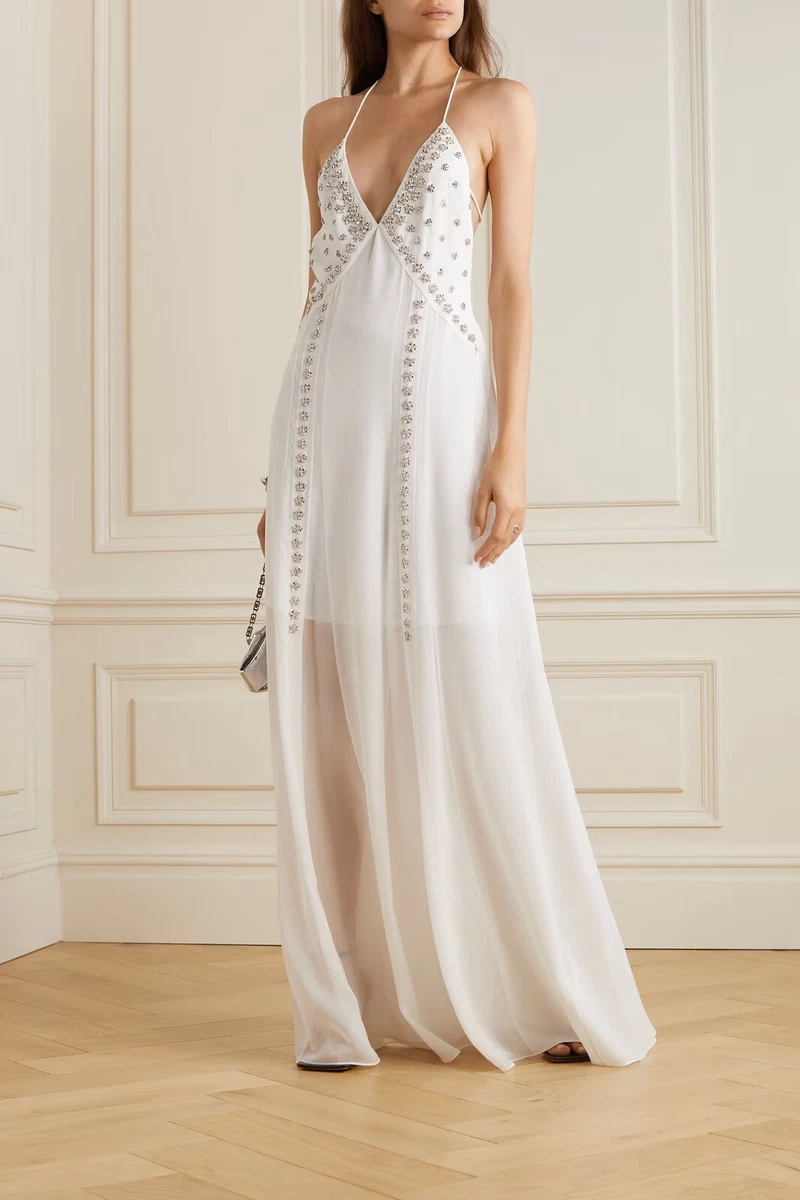 GIVENCHY crystal embellished silk chiffon gown 42 us 10 New