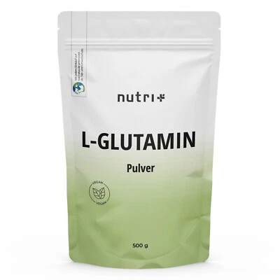 NUTRI-PLUS L Glutamina en polvo 500 g - alta dosis + vegano - nutri + glutaminas sin aditivos
