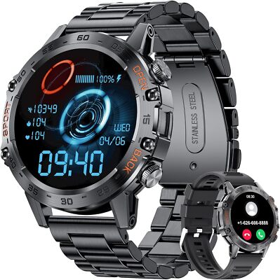 Military Smart Watch for Men, Smart Watches with Bluetooth Voice
