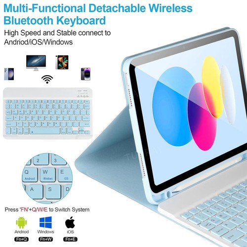 Keyboard Case Mouse For iPad 5/6/7/8/9/10/11th Gen Air 11 M3 2025 6/5/4th Pro 11 - Picture 49 of 64