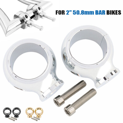 2X HandleBar 2'' Bar Mount Clamps Risers Adapter For For Harley Sportster Softail