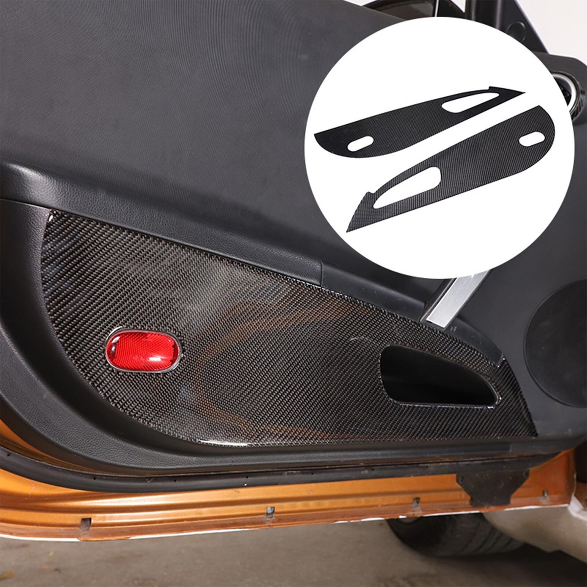 Black Carbon Fiber Interior Door Panel Trim Anti Kick For Nissan