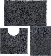 Bathroom Rugs Set Non Slip 3 Piece Bath Mat Washable Chenille Bath Rugs with PVC