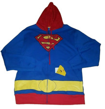DC Comics Universe Superman Costume Men's Zip Up Hoodie Cosplay Size L NWT