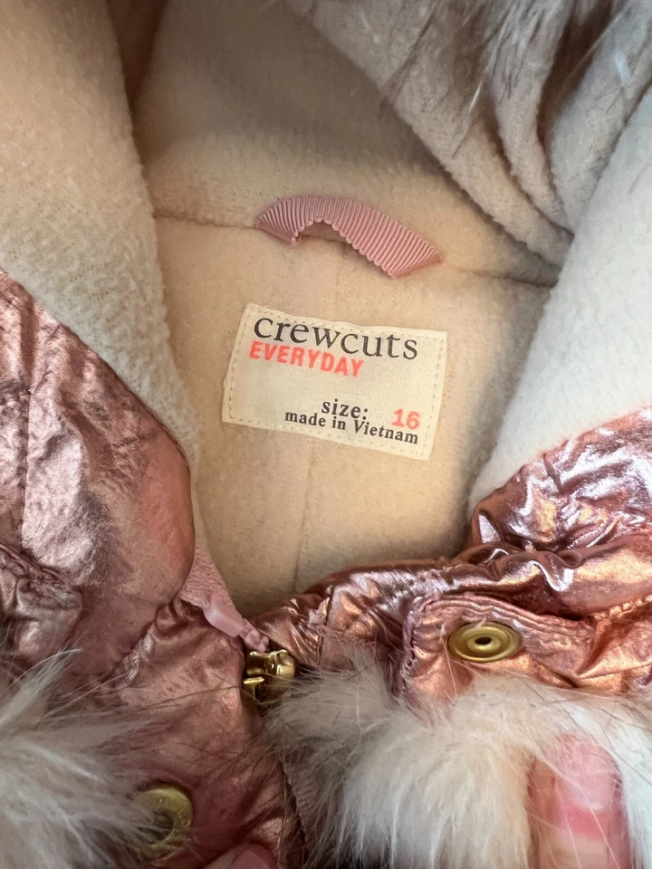 CHAQUETA ACOLCHADA J CREWCUTS ORO ROSA/ROSA METÁLICA CON CAPUCHA TALLA 16 Foto 2 de 4