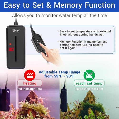 Hygger Aquarium Tiny Titan Water Heater 50W - Black - Picture 5 of 7