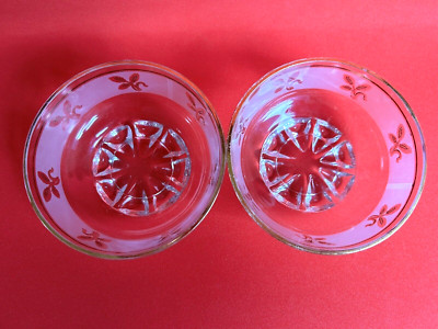 Paar Vintage Glas Dessertschale Maismuster Blumen Servierschale süß