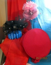 Vtg Hats Flowers Bows Fancy Tea Party Wool Tooling Pill Box Nice 3 Piece Lots