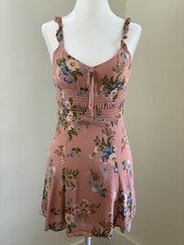 Reformation Elyse Floral Ruffle Smocked Mini Dress 0 XS Pink Prairie Cottage