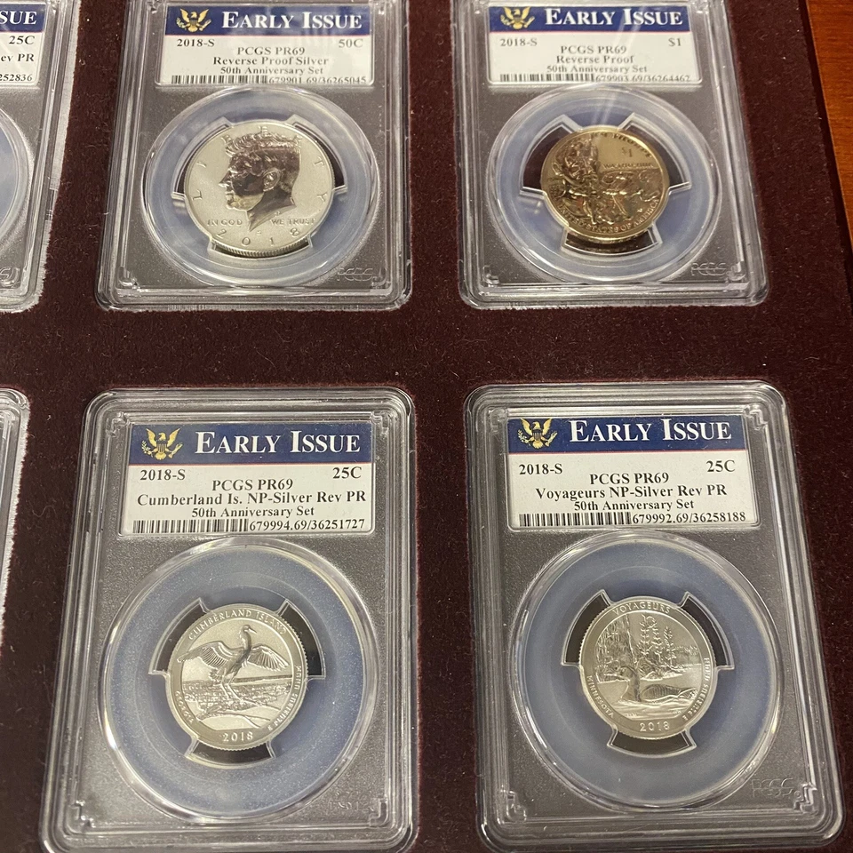 PCS The Silver Reverse Proof 50th Anniversary Set W/ Glass Display Case 10 Coins - Image 3 of 4