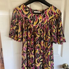 Go Softly Patio Women’s Artsy/Geo Print Rayon Lounger Moo Moo w/Pockets Size S