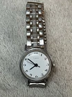 Vintage Timex Mechanical Wind-up Silver-Tone Womens Watch w/ Stretch Band - Runs
