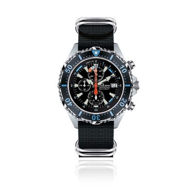 CHRIS BENZ DEPTHMETER CHRONOGRAPH 300M blau mit schwarzem Nylonband