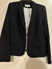 Calvin Klein Women's Navy Blazer Size 12P Single-Breasted Regular Long Sleeve