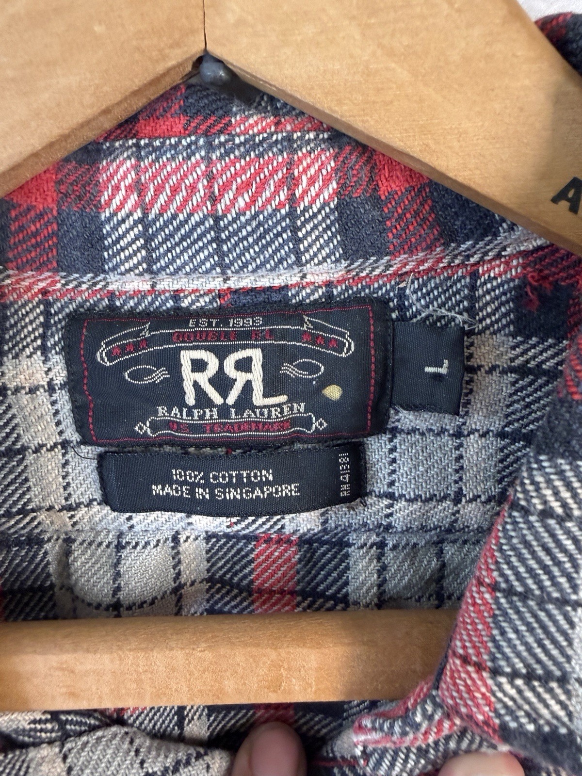 Vintage Ralph Lauren Double RL RRL Heavyweight Plaid Flannel Shirt RARE NWT L image 2
