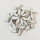 Vintage Juliana White Milk Glass AB Rhinestone Flowers Brooch