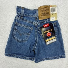 Vintage 90s Levis 550 Slim Girls Denim Shorts Size 4 Blue NWT NOS Y2K