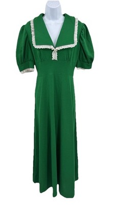 Vtg Kelly Green Knit Stretch Short Sleeve Long Dress Chest 39" St Patricks  Day | eBay