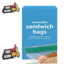 Reclosable Sandwich Double Zipper Storage Bags, 100 Count, Pack of 1