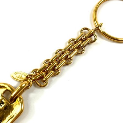 Chanel Keychain Gold Color Logo Key Ring Authentic RUE CAMBON