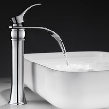 ROVOGO Chrome Waterfall Tall Basin Mixer Tap Single Handle Bathroom Sink Mixer