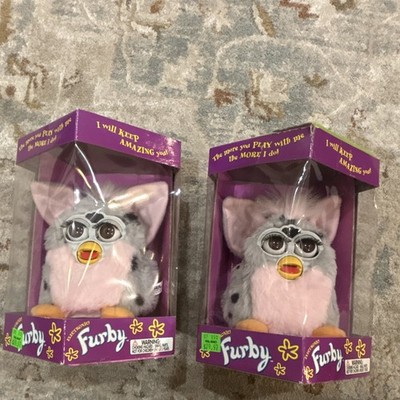 Tiger Furby Electronic Interactive Toy Lot of 2 Pink/Gray 1998 MPN 70-800