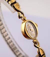 Waltham 23 Jewels 14k Solid Gold Yellow Bangle Watch Stretch Bracelet Vintage