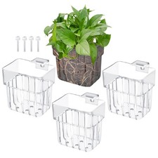 Gosknor 4pcs Aquarium Plant Holders, Transparent Plastic Medium,