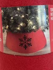 Holiday Time Red Tree Stand Band–Felt Snowflake Design–10” Tall Tree Collar-NWT