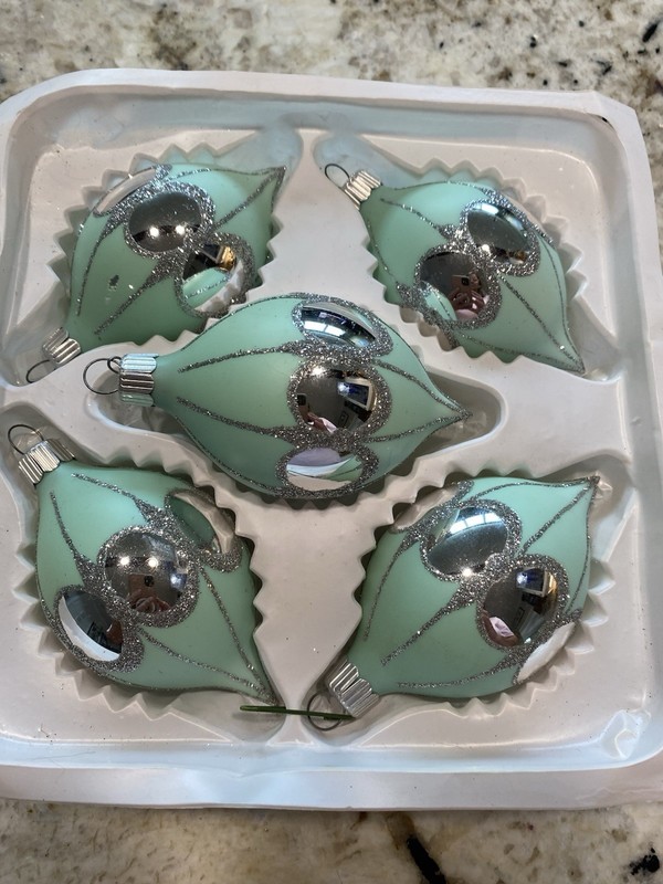 Martha Stewart Mint Green Christmas Teardrop Balls
