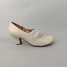 Hotter Donna Shoes Womens 8 Nude Leather Slip On Smart Comfort Vintage Style